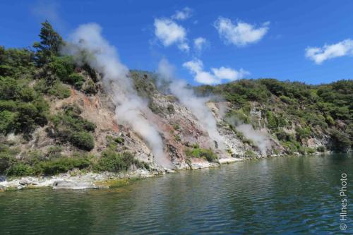 Geyser erupting on Lake Rotomahana